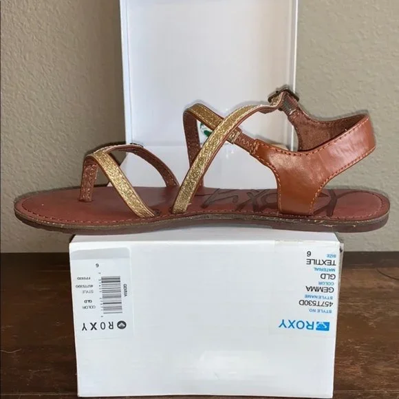Roxy Gemma Gold Glitter Gladiator Sandals Size 6 - Picture 6 of 14